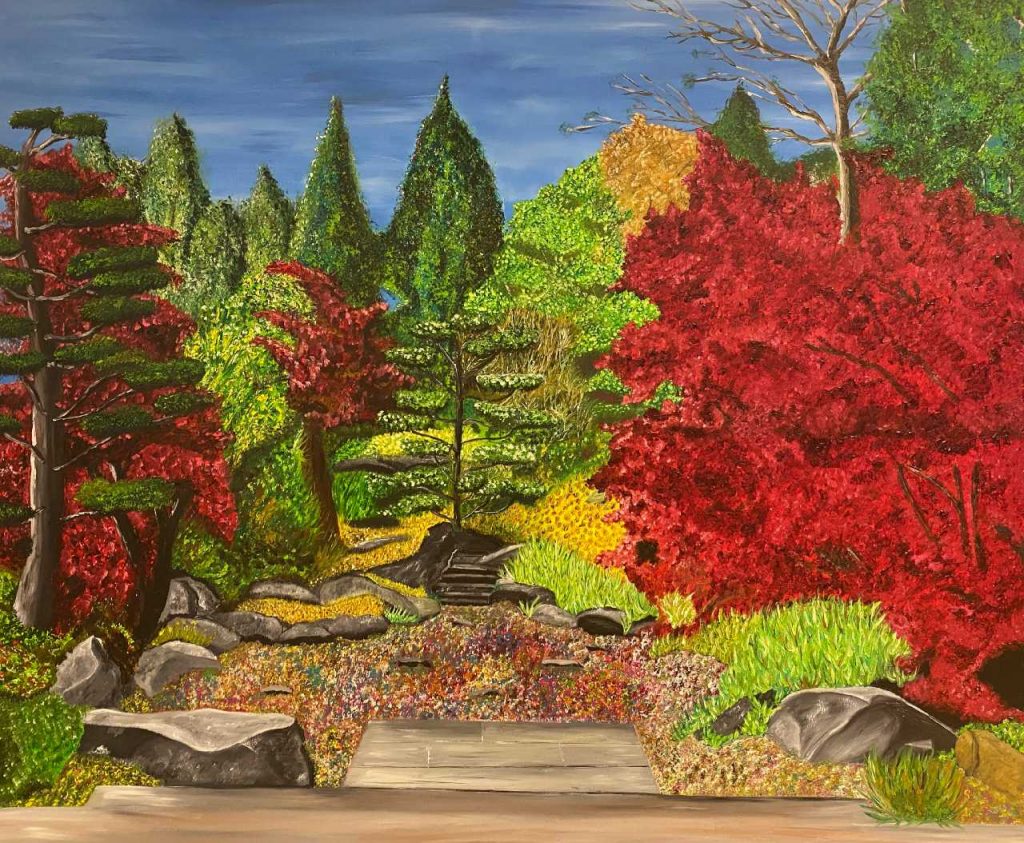 Planten un Blomen - Lienzo en óleo de 120 X 100 del pintor de arte alemán Marco Lux incluido en la Colección Lugares